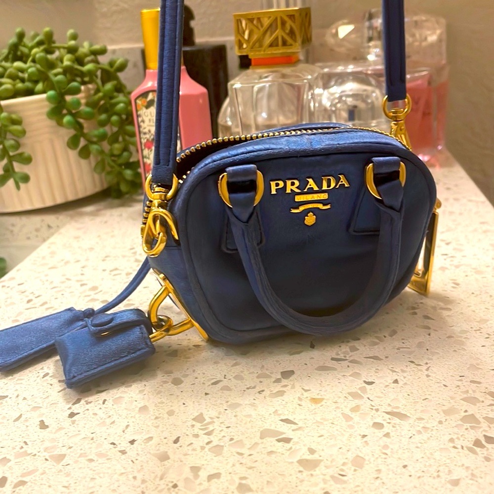 Prada super mini long strap purse
